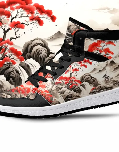 Cherry Blossom High Tops, Japanese Art Shoes, Cherry Blossom, Japanese Art, Cherry Blossom Premium High Tops